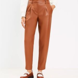 Loft petite pleated tapered faux leather pants